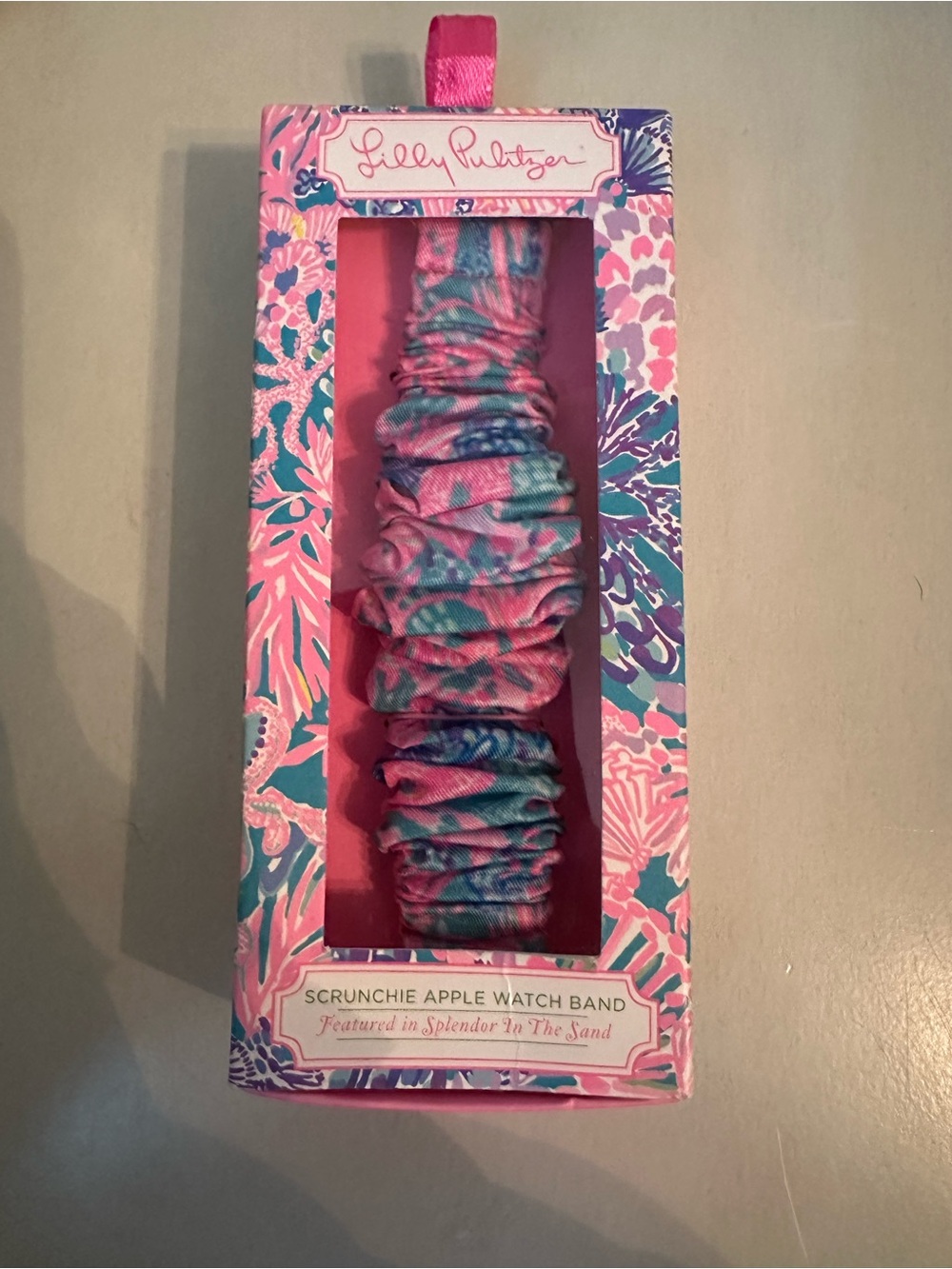 Lilly Pulitzer Pink and Teal Scrunchie Apple Watch Band